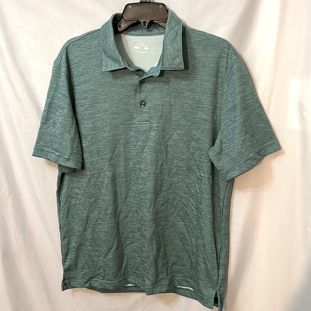 bcg Men's Golf Short Sleeve Heather Green Shirt Size Medium